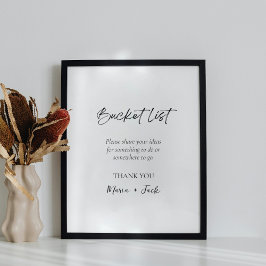 Póster Boda simple lista de cubo Rótulo de ducha de novia