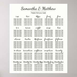 Póster Boda simple y de Moda: más tablas | Gráfico de asi