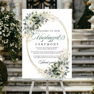 Póster Boda sin enchufes de Watercolor Dusty Green Ceremo