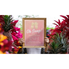 Póster Boda Snap Hashtag Vintage Gold Pineapple Pareja