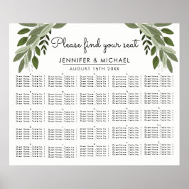 Póster Boda Sprigs - Tabla de asientos alfabéticos