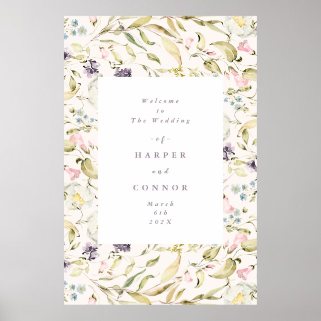 Póster Boda Spring Boho Wildflower Pampas (Frente)