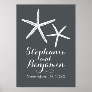 Póster Boda Starfish con Personalizado Bride Groom y Date