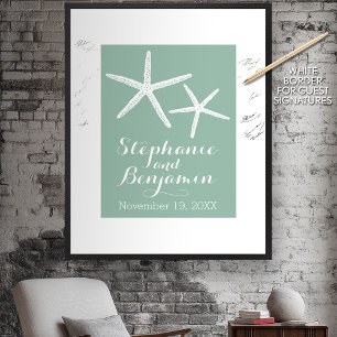 Póster Boda Starfish con Personalizado Bride Groom y Date