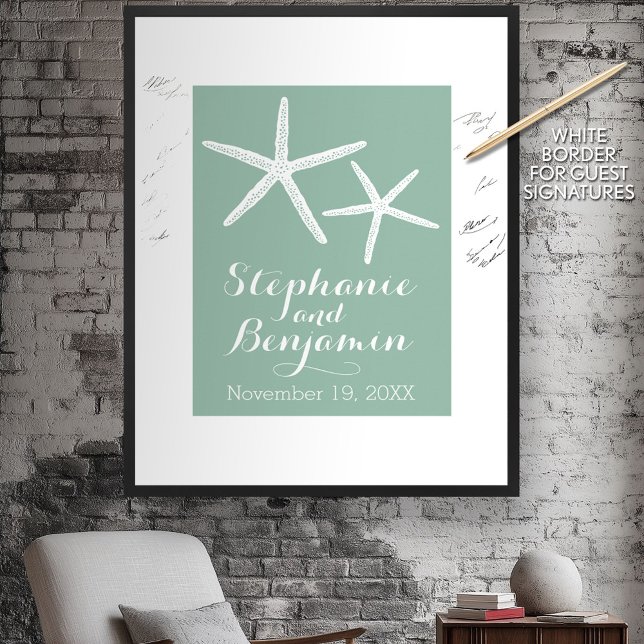 Póster Boda Starfish con Personalizado Bride Groom y Date (Subido por el creador)
