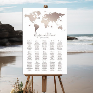 Póster Boda tema de viaje elegante moderno