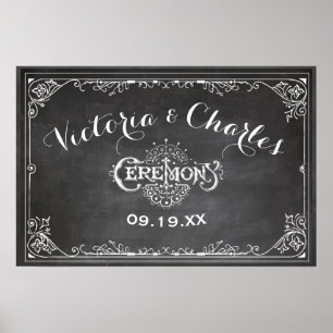Póster Boda tipografía vintage pizarra