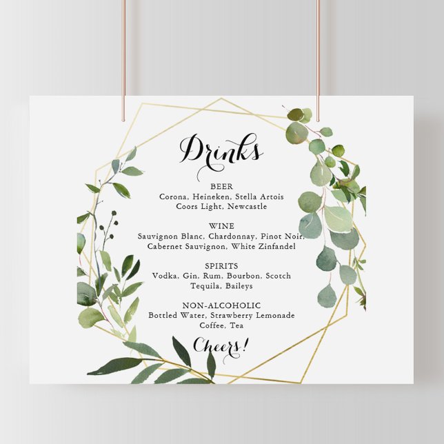 Póster Boda tropical de oro geométrico bebidas Rótulo de  (Subido por el creador)