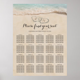 Póster Boda tropical de playa 20 asientos de mesa