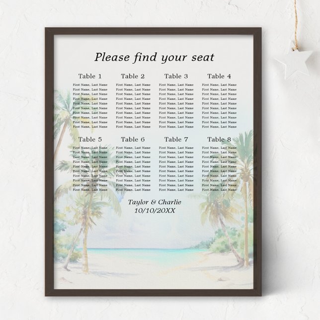 Póster Boda tropical de playa 8 mesas de asiento (Subido por el creador)
