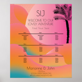 Póster Boda Tropical de Playa al Amanecer Ombre Rosa