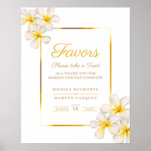 Póster Boda tropical frangiana blanca favorece a poster