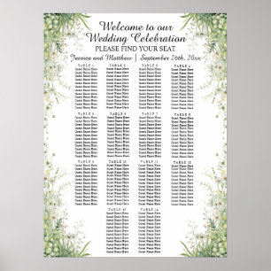 Póster Boda Verde Dusty Sage 14 Tablas Asientos Boda