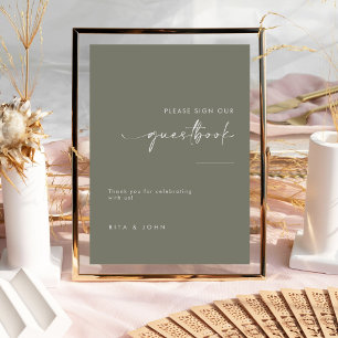 Póster Boda Verde Sabio Por Favor Rótulo Nuestro Rótulo D