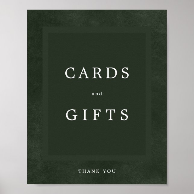 Póster Boda verde simple y elegante tarjetas y signo de r (Frente)