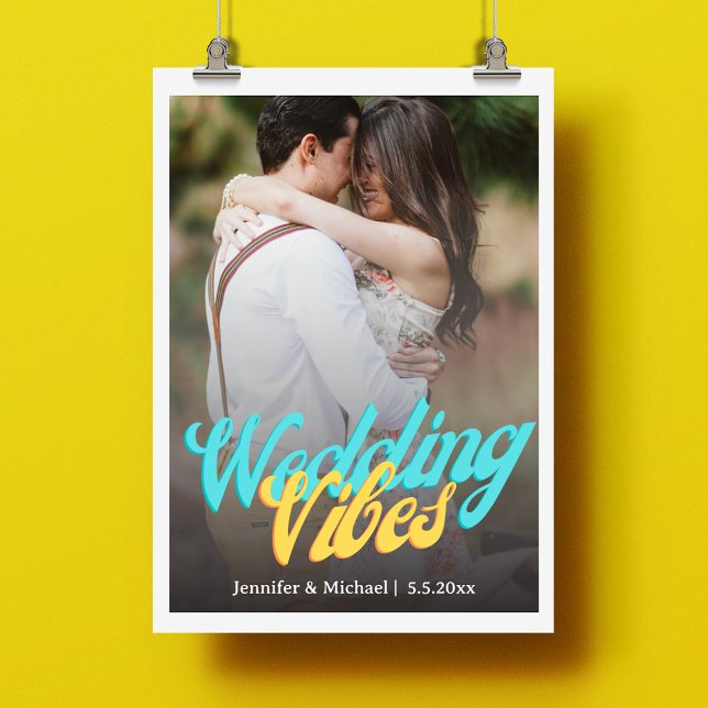 Póster boda vibes retro calligrafía fotografía pareja (Subido por el creador)