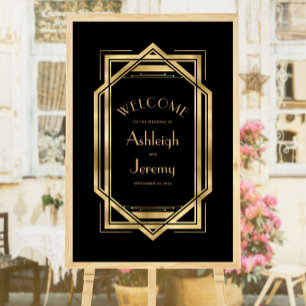 Póster Boda Vintage Deco 1920s 24x36 Negro Oro