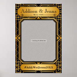 Póster Boda Vintage Elegante Art Déco Negro Dorado