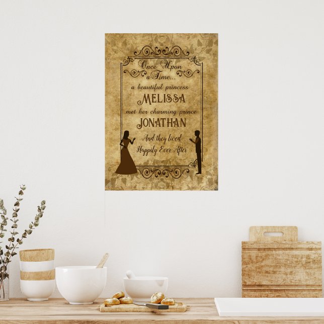 Póster Boda vintage Novia Groom (Cocina)