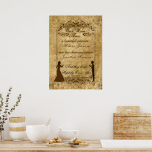 Póster Boda vintage Novia Novio Érase una vez