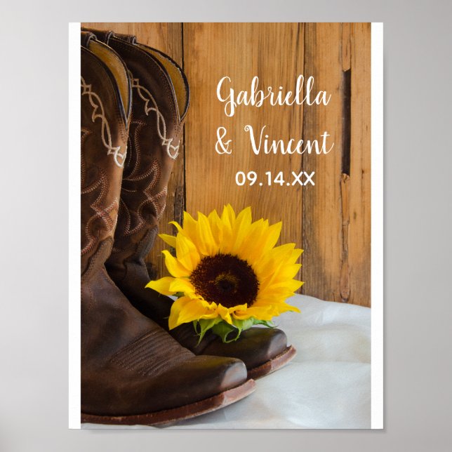 Póster Boda Western de Girasoles Campestres (Frente)