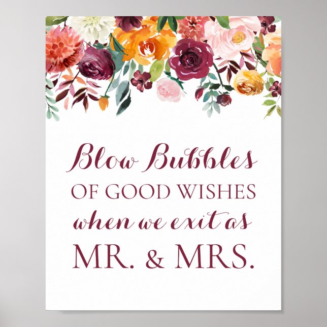 Póster Bodas de flores caídas burbujas de Rótulo de bueno (Frente)