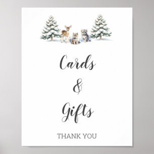 Póster Bodas de Invierno Animales de Woodland Tarjetas de
