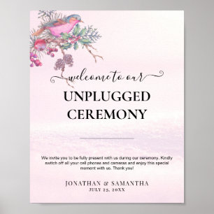 Póster Bodas de Invierno con Acuarela de Pinos y Bayas