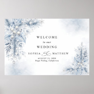 Póster Bodas de Invierno con Bayas Blancas Congeladas