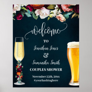 Póster Bodas de parejas de burbujas y cervezas de vino Na