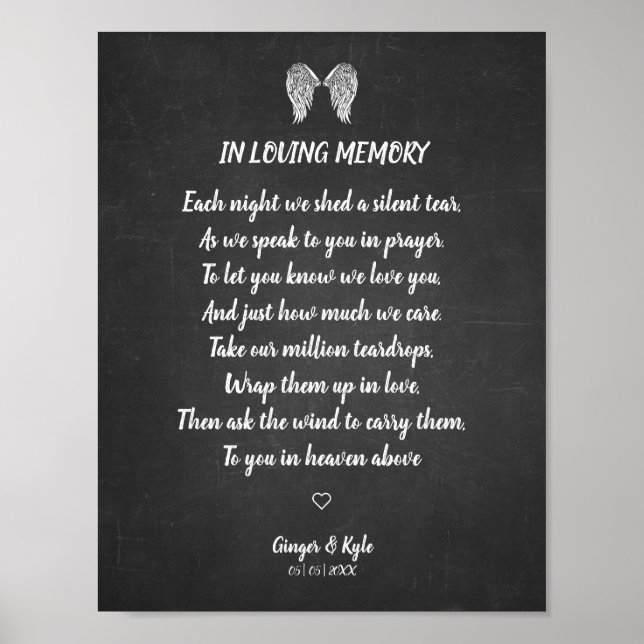 Póster Bodas Memorial Efecto Pizarra Tiza Queridos (Frente)