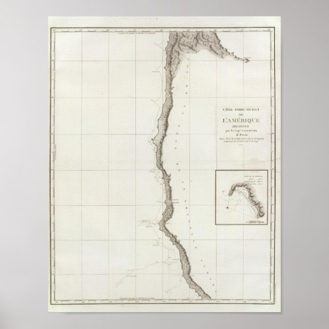 Póster Bodega Bay California to Cape Lookout Oregon (Frente)