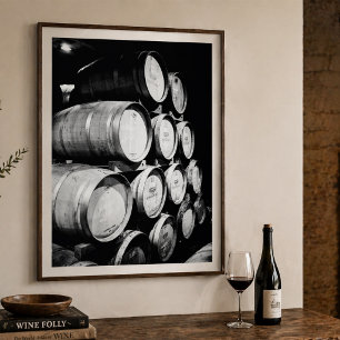 Póster Bodega de Barriles de Vino Foto Viñedo Rústico