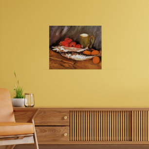Póster Bodegón con caballas, limones, tomates,