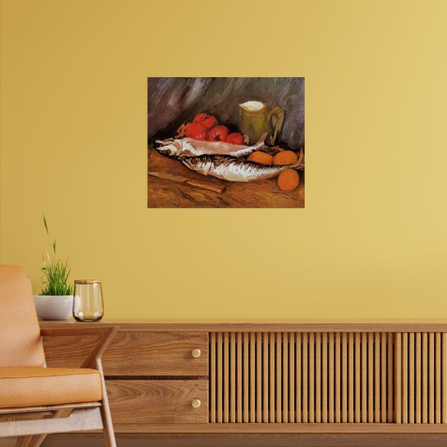 Póster Bodegón con caballas, limones, tomates, (Salón 2)