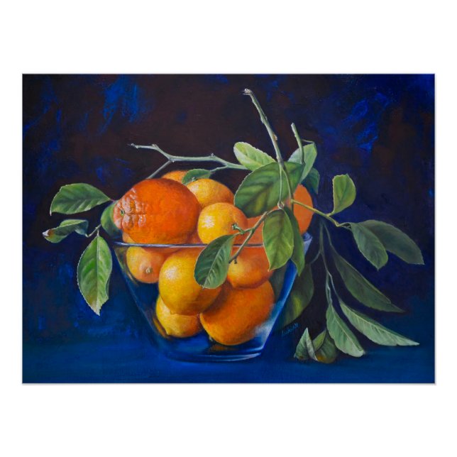 Póster Bodegón con limones y rama de naranja (Anverso)