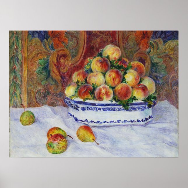 Póster Bodegón con melocotones, Renoir (Frente)