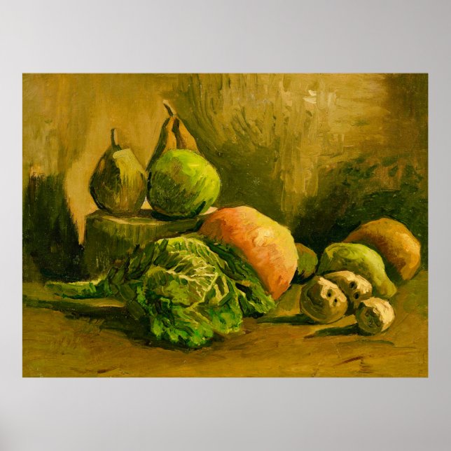 Póster Bodegón con verduras y frutas de Van Gogh (Frente)