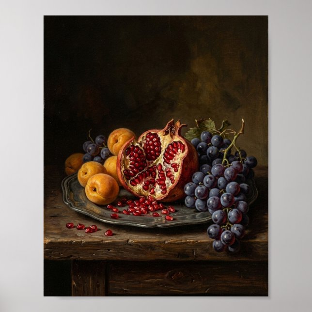 Póster Bodegón de frutas de cocina malhumorada II (Frente)