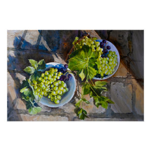 Póster Bodegón de uva verde