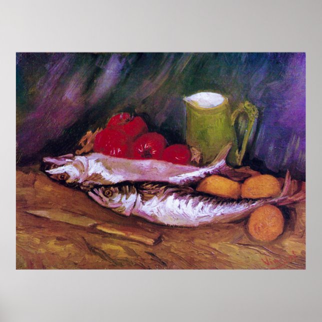 Póster Bodegón de Van Gogh con limón y tomate caballa (Frente)