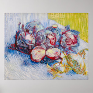 Póster Bodegón de Van Gogh con repollos y cebollas