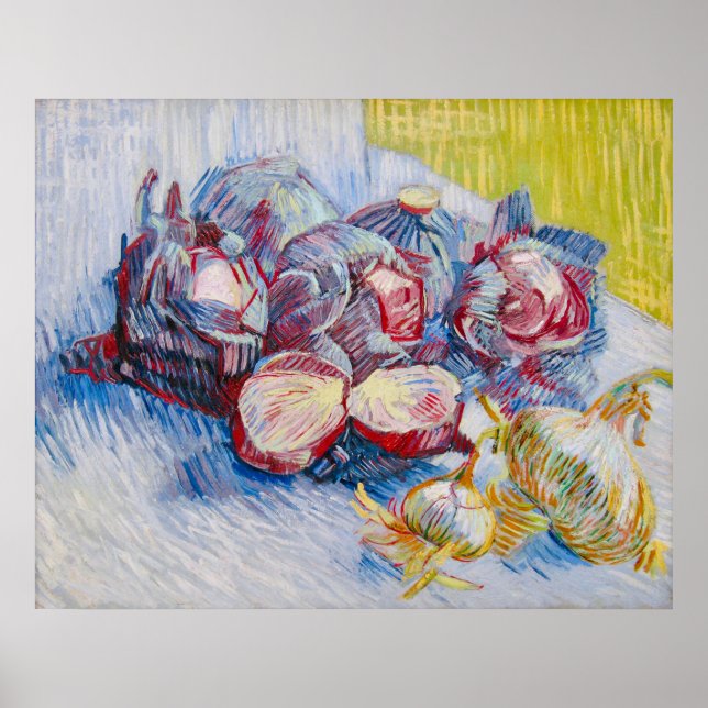 Póster Bodegón de Van Gogh con repollos y cebollas (Frente)