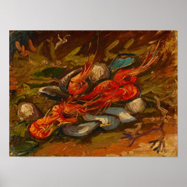 Póster Bodegón de Van Gogh Gambas y otros mejillones  (Frente)