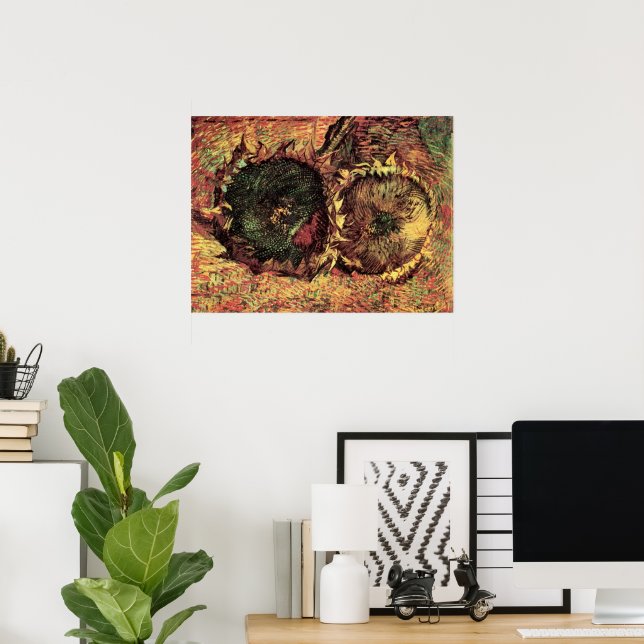 Póster Bodegón Dos Girasoles Cortados de Vincent van Gogh (Oficina en casa)