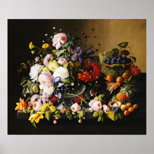 Póster Bodegón vintage de flores y frutas de Severin Roes