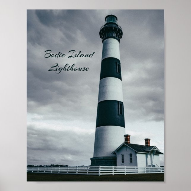 Póster Bodie Island Lighthouse black and white (Frente)