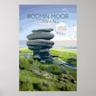 Póster Bodmin Moor Print Cornwall Travel Poster