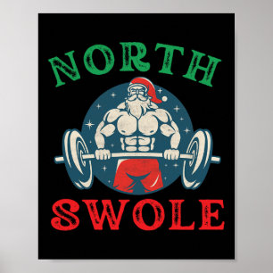 Póster Bodybuild del músculo Navidades de Santa Swan del