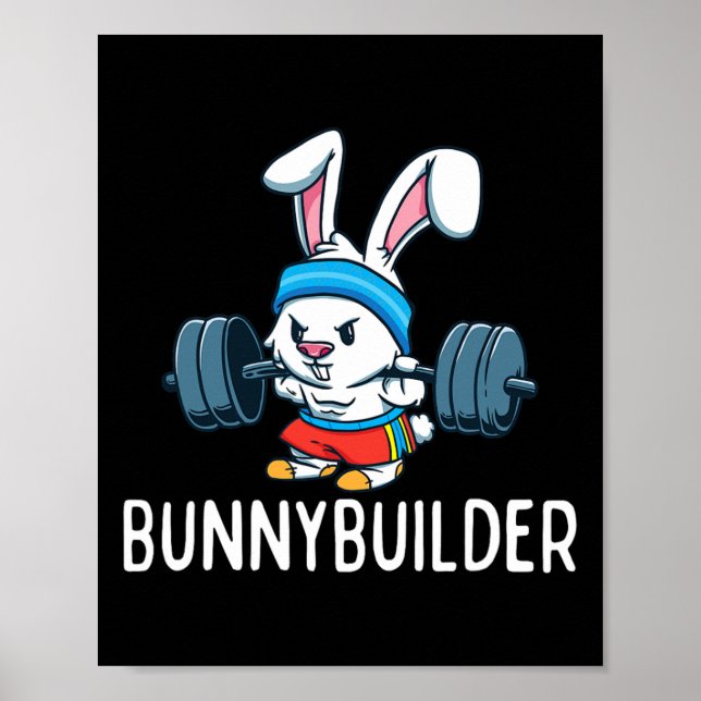 Póster Bodybuilder Bunny Easter Bunnybuilder Fitness Gym (Frente)